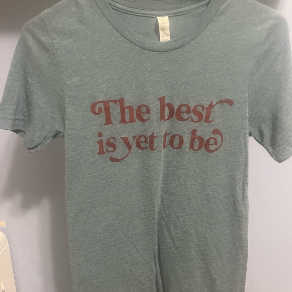 Gray Graphic Tee with Red Text